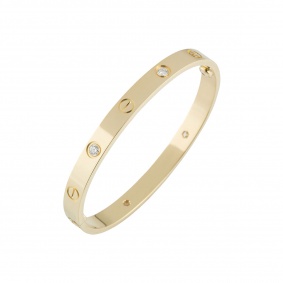 Cartier Yellow Gold Half Diamond Love Bracelet Size 18 B6035918 Cartier Yellow Gold Half Diamond Love Bracelet Size 18 B6035918